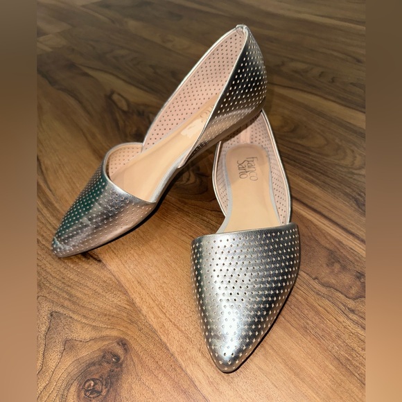Franco Sarto Honey 2 Flats Metallic Silver Perforated | Size 7.5 | Excellent - Picture 1 of 6